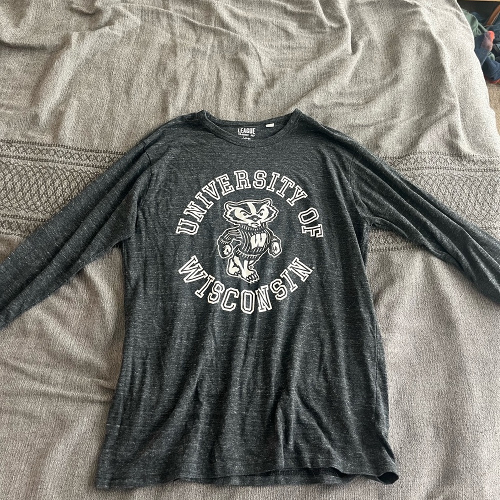 Wisconsin Badger Dark hethered grey Grey Long Sleeve